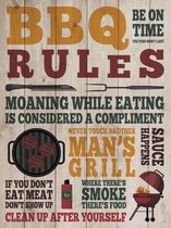 Signs-USA - BBQ Barbecue Rules - woodlook - Wandbord - 33 x 44 cm