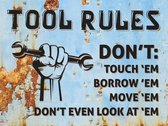 Signs-USA - Tool Rules blue rust - Outils - Plaque murale - 33 x 44 cm