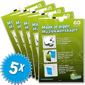 5x Muziekwenskaarten 60 seconden - zelf opneembaar - wenskaart met geluid - muziekwenskaart.nl