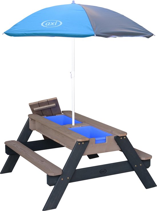 AXI Nick Zand & Water Picknicktafel Antracietgrijs Parasol Grijsblauw – FSC Hout