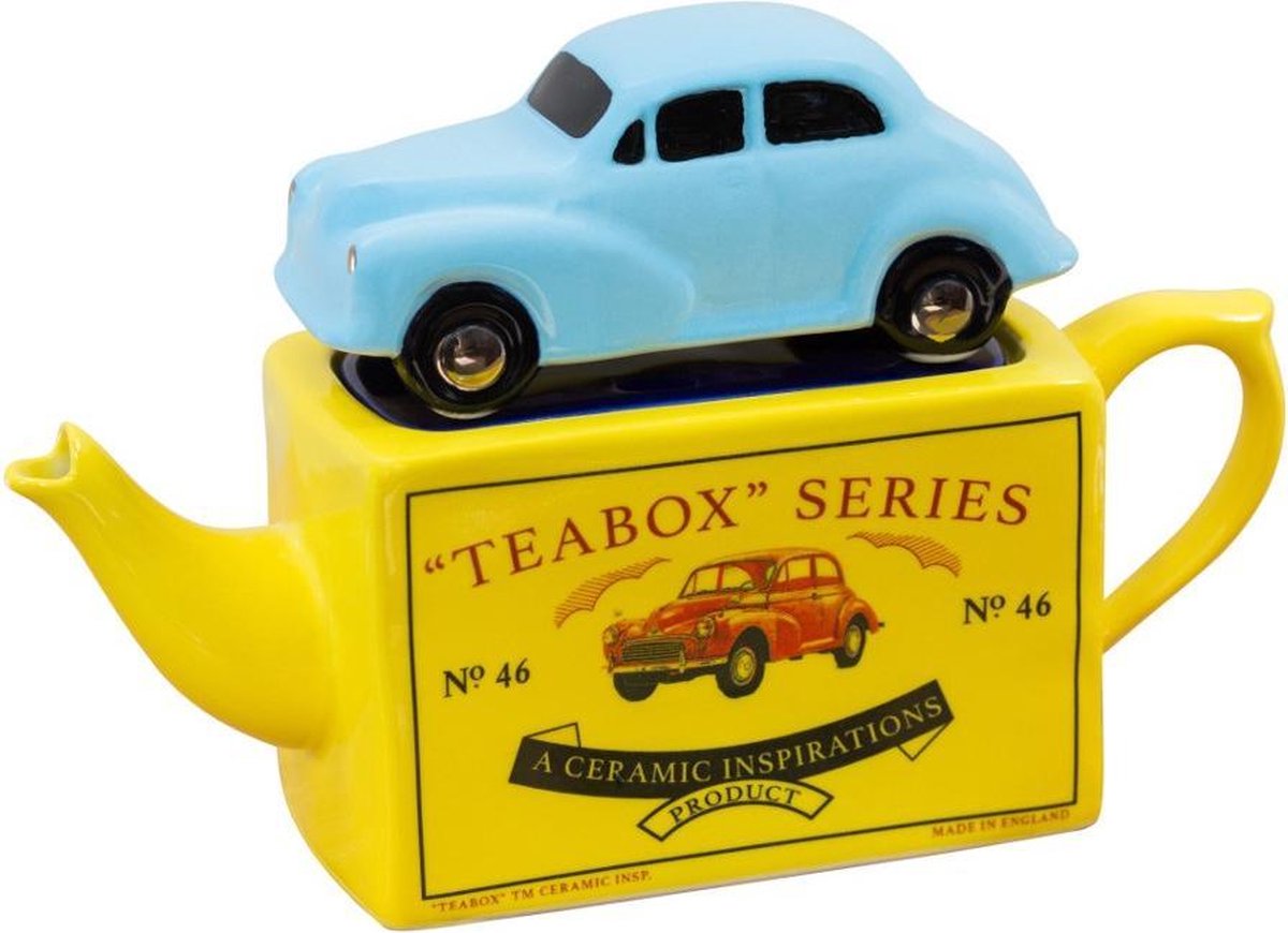 Tea Pottery Teapot Matchbox Car Morris Minor Blue One Cup