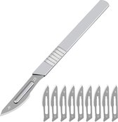 Scalpel - Hobbymes - Scalpel mesjes - Roestvrijstaal Hobbymes - Precisie Gereedschap - Met 10 mesjes - Zilver - Model 2