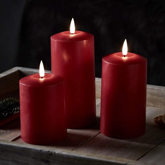 wijsheid Minachting Inactief LED kaars van echte rode wax set van 3 | LED kaarsen met realistische gloed  van... | bol.com