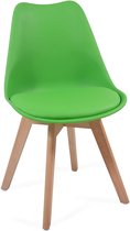 Trend24 - Eetkamerstoelen - Scandinavische stijl - Set van 4 stuks - Groen - Stoffen bekleding - Metaal - Massief hout