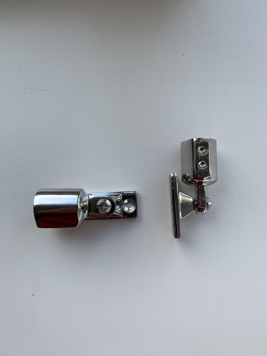 2x Rvs zijplaat-2x Rvs eindstuk 22 mm- Buiskap beslag-Bootkap-Biminitop-Cabrio.