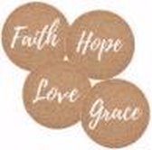 Onderzetter - Cork Coaster Set Faith Hope Love Grace
