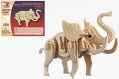Houten dieren 3D puzzel olifant - Speelgoed bouwpakket 20 x 8,4 x 11,5 cm