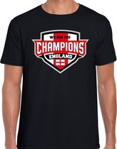 We are the champions England t-shirt met schild embleem in de kleuren van de Engelse vlag - zwart - heren - Engeland supporter / Engels elftal fan shirt / EK / WK / kleding S