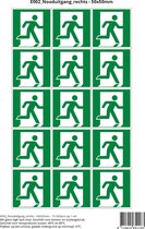 Pictogram sticker E002 Nooduitgang rechts - 50x50mm 15 stickers op 1 vel