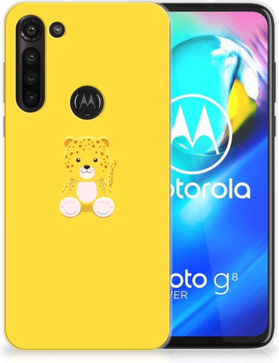 Motorola Moto G8 Power Telefoonhoesje met Naam Baby Leopard
