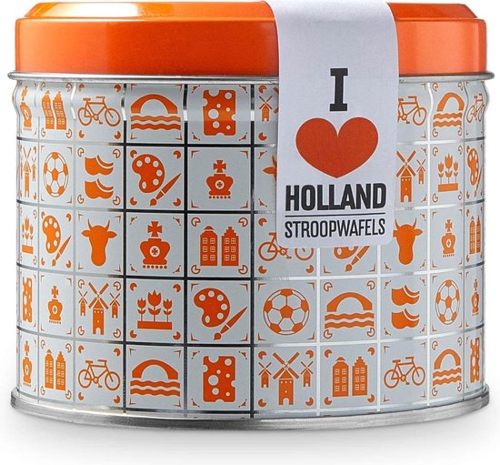 Daelmans Stroopwafels in Oranje blik - Doos met 9 blikken - 8 Stroopwafels per blik (72 Koeken) cadeau geven