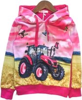 S&C Roze meisjes trui met roze trekker H27 - 134/140