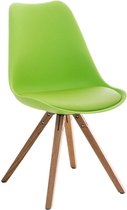 Clp Pegleg Bezoekersstoel - Kunstleer - Groen - Houten onderstel - Kleur natura - Vierkant