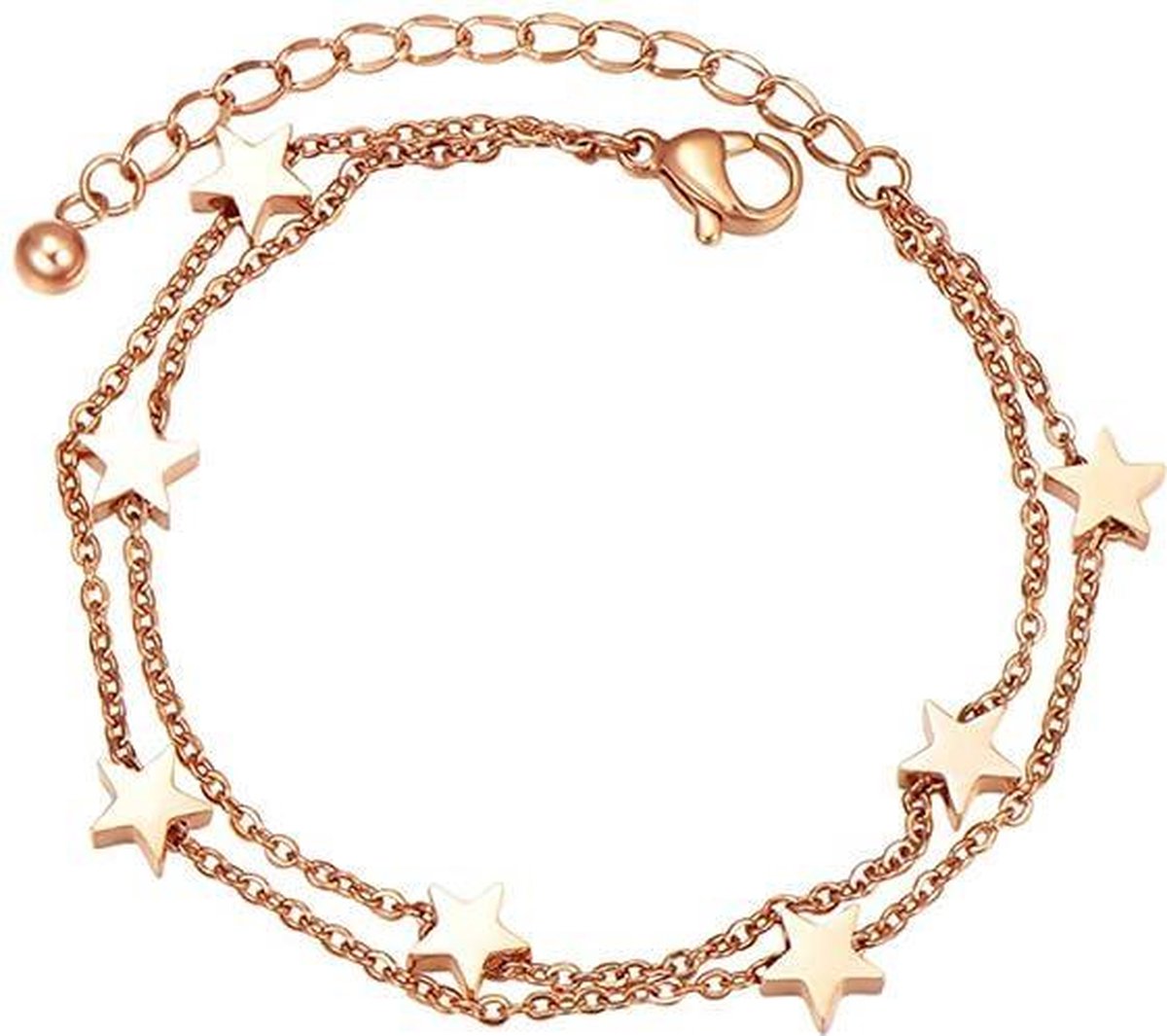 Shoplace Sterren armband dames - Cadeauverpakking - 20cm - Rose goud - Valentijn cadeautje voor haar
