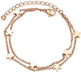 Shoplace Sterren armband dames - Cadeauverpakking - 20cm - Rose goud