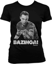 The Big Bang Theory Dames Tshirt -L- Sheldon Says BAZINGA! Zwart