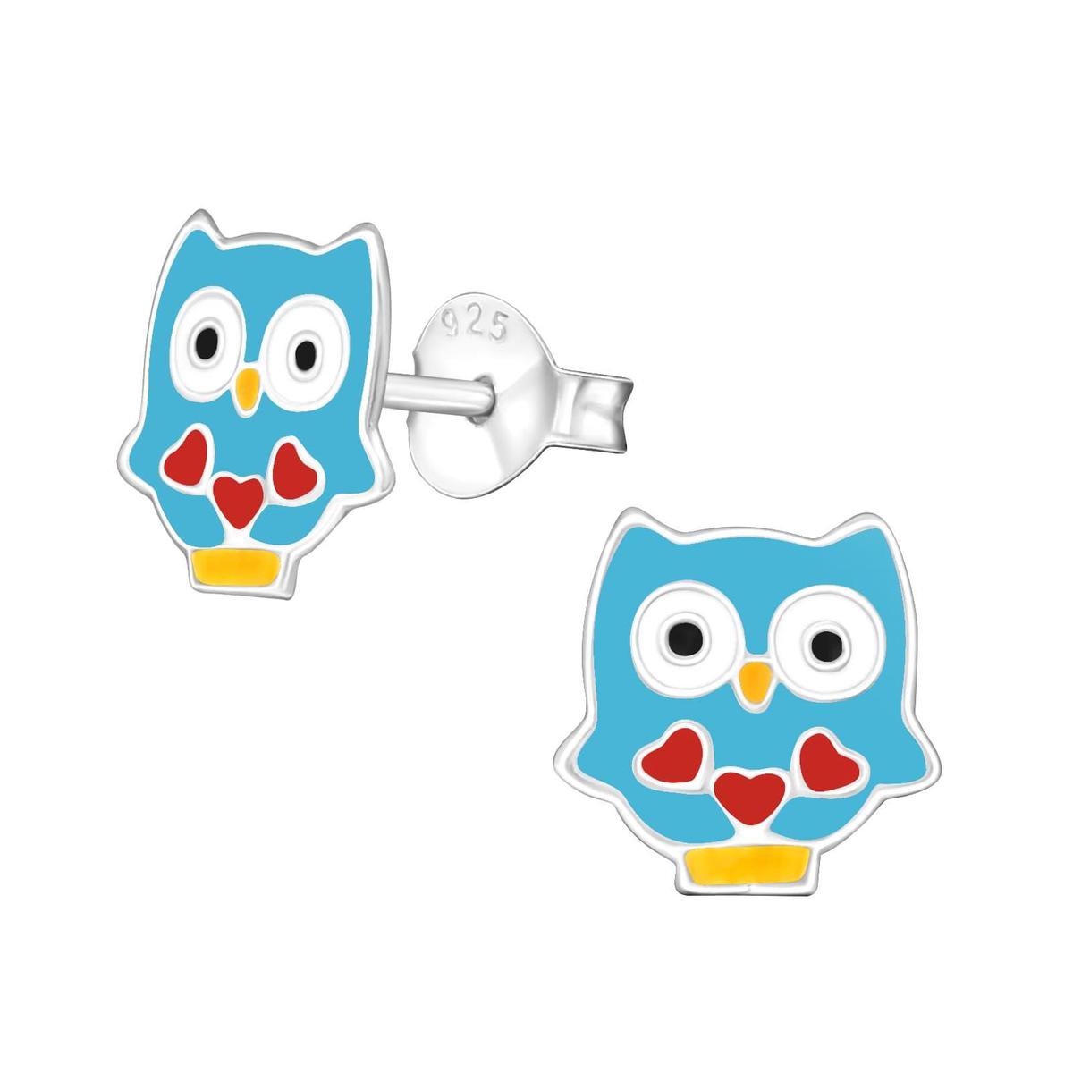 WeLoveSilver - kinderoorbellen zilver - uil met hartjes - 925 zilver