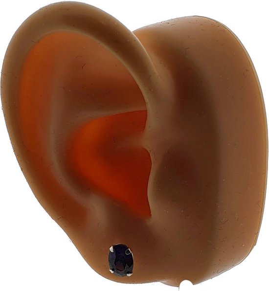 Aramat jewels ® - Ovale oorbellen met zirkonia 925 zilver paars 5mm x 7mm