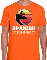 Spaanse zomer t-shirt / shirt Spanish summer oranje voor heren - oranje - beach party outfit / zomer kleding / strand feest shirt S