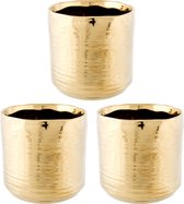 3x Gouden ronde plantenpotten/bloempotten Cerchio 11 cm keramiek - Plantenpot/bloempot metallic goud - Woonaccessoires