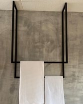 handdoekrek - staand - plafond - handdoekhouders - staal - mat zwart - rek badkamer