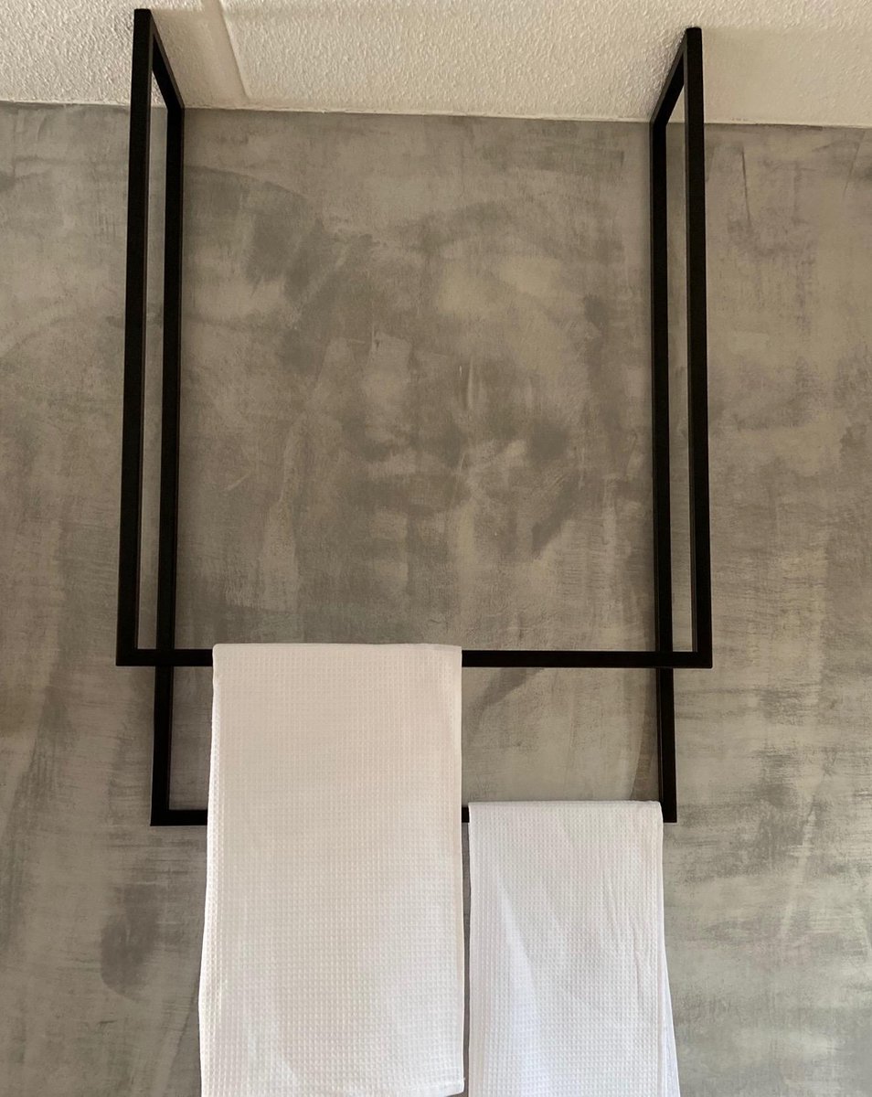 Plafond handdoekrek - handdoekhouders - staal - mat zwart - rek badkamer