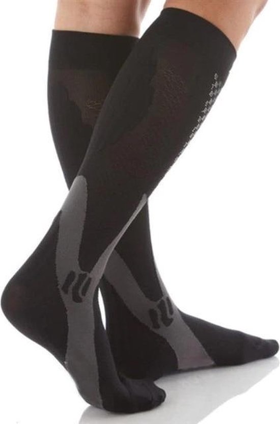Compressiekousen - Hardlopen Reizen en meer - Compressie Sokken - Mannen en Vrouwen - Zwart - Maat M (36-39)