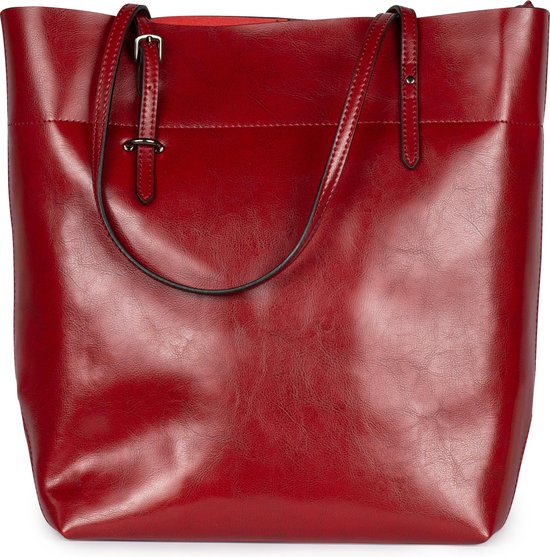Dames shopper rood, bordeaux rood, Dames tas groot,