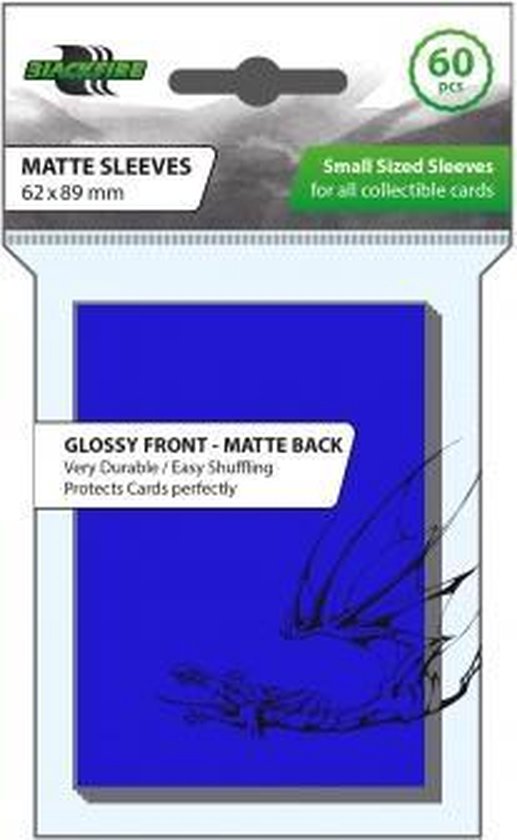 Blackfire Sleeves Small Glossy Front Matte Back Blue (60) (62x89mm