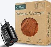 Qi Draadloze Oplader + 18W Adapter - Geschikt voor Oplader iPhone - Geschikt voor Oplader Samsung - BlackWallnut 10W Fast Charger - GoodExperience