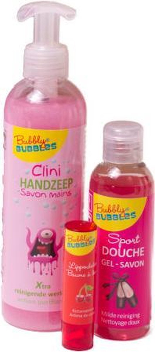 BubblyBUBBLES® - Geschenkset Princess - douchegel, handzeep & lipbalm kers - voor kinderen