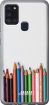 Samsung Galaxy A21s Hoesje Transparant TPU Case - Pencils #ffffff