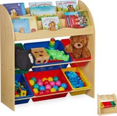 Relaxdays kinderkast met kisten - speelgoedkast - kast voor speelgoed - opbergkast boeken - A