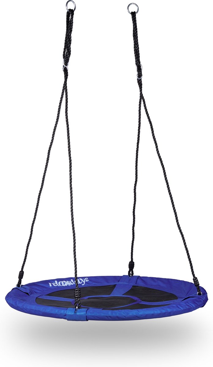 Relaxdays nestschommel rond - gesloten zitting - kinderschommel tuin - tuinschommel blauw - 90 cm