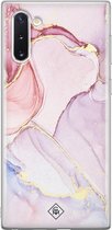 Samsung Note 10 hoesje siliconen - Marmer roze paars | Samsung Galaxy Note 10 case | paars | TPU backcover transparant