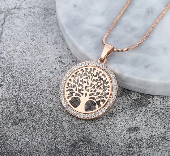 jiamiaoi Ketting voor dames, levensboom, hanger voor dames, boom van het leven, ketting zilver met strass, levensboom, halsketting 925 zilveren ketting met levensboom, 50 cm ketting, Zirkonia