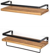 2 Wandplanken drijvend Hout 40 x 15 x 9 - bruin