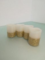 LED - kaarsen - wit met goud - 4 stuks - 5cm hoog
