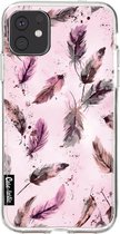 Casetastic Apple iPhone 11 Hoesje - Softcover Hoesje met Design - Feathers Pink Print