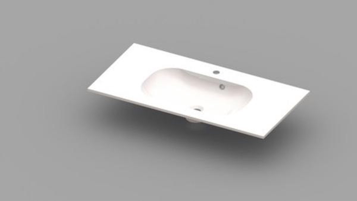Nemo Spring Ovum meubelwastafel 1000 x 500 x 200 mm met overloop wit kunstmarmer