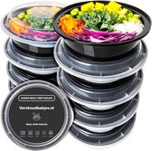 Ronde Meal Prep Bakjes - 10 Stuks - Herbruikbaar - Mealprep Containers met deksels - Lek vrij - Saladebakjes - Vershoudbakje - BPA vrij - Magnetronbakje - Diepvriesbakje - Koelkast