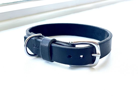Leren halsband hond - handgemaakt - zwart - 37 cm tot 43 cm | bol.com