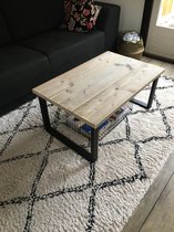 Table basse en bois échafaudage industriel couleur Oldlook| Cadre en U noir mat