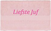 Handdoek - Liefste Juf - 100x50cm - Roze