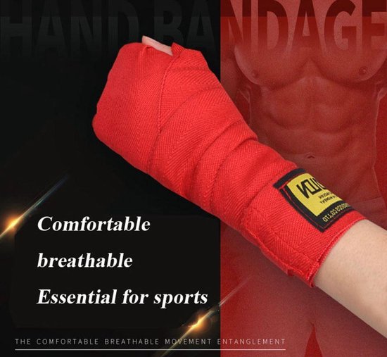 Bandage de boxe 2 pièces U Fit One® - Zwart 250 cm - Bandage de kickboxing  - Bandages