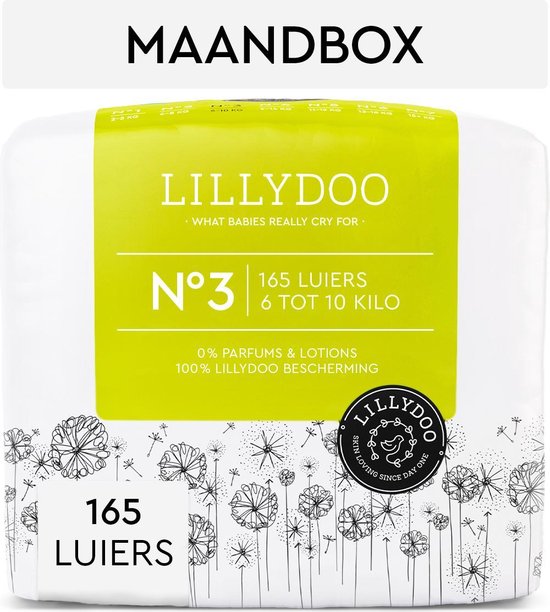 LILLYDOO luiers - Maat 3 (6-10 kg) - 165 Stuks - Maandbox