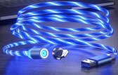 USB kabel - Led - Magnetisch - USB C - Blauw - 1 meter