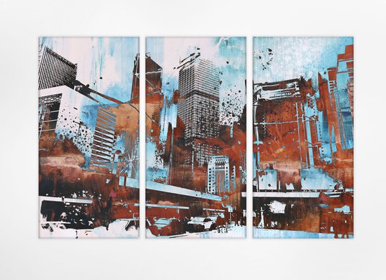 overstroming piano Bloedbad Abstract Skyscraper 150x100 cm, Canvas schilderij van Drie verticale  panelen, 100%... | bol.com