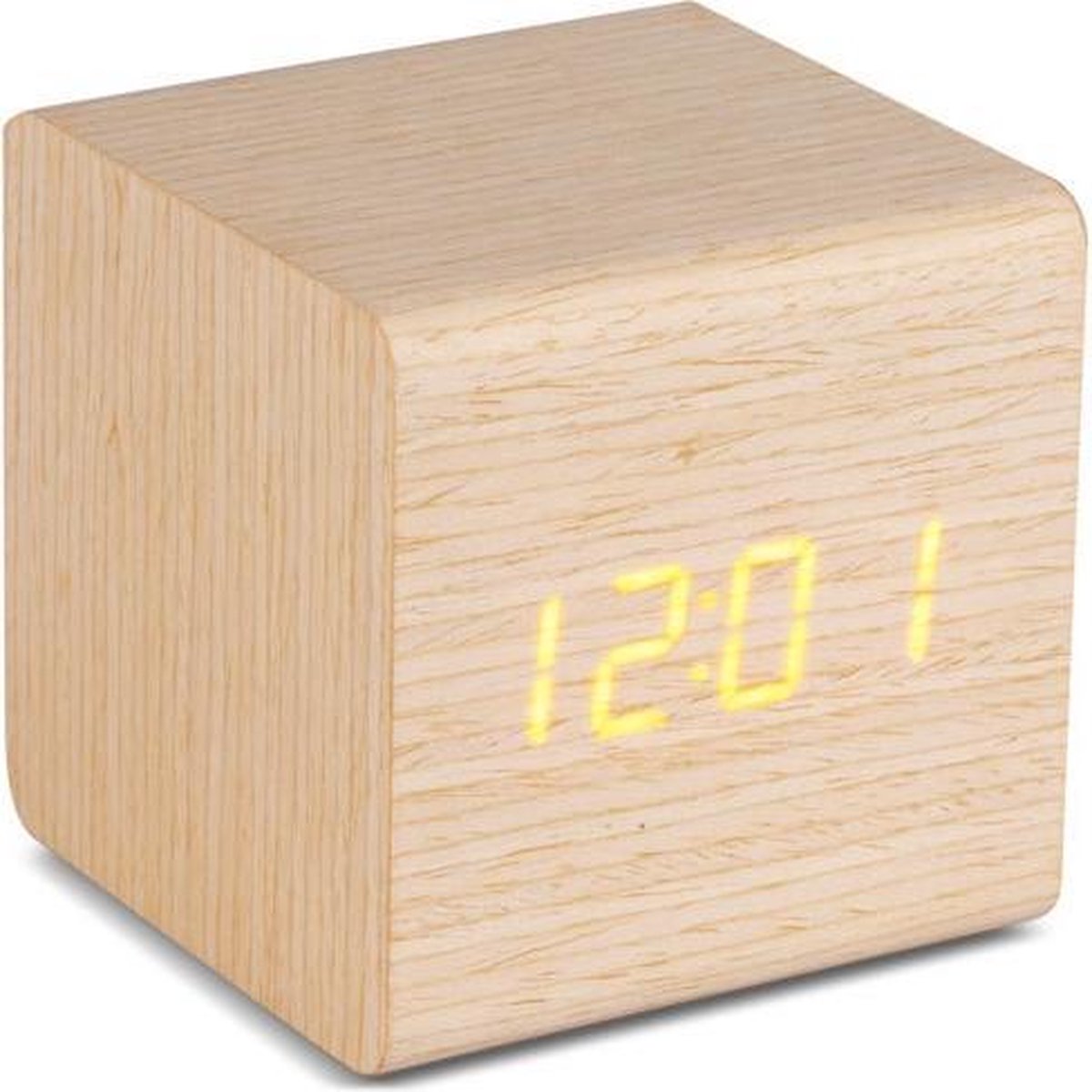 Balvi Wekker Led 7 Cm Hout Blank 2-delig