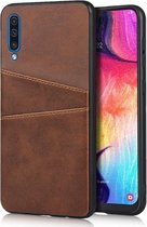 Card Case voor Samsung Galaxy A70 | PU Leren Back Cover | Luxe Telefoonhoesje | Pasjeshouder | Bruin